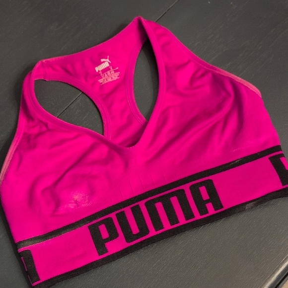 Puma Pink Racerback Sports Bra Moisture-Wicking - Picture 1 of 4